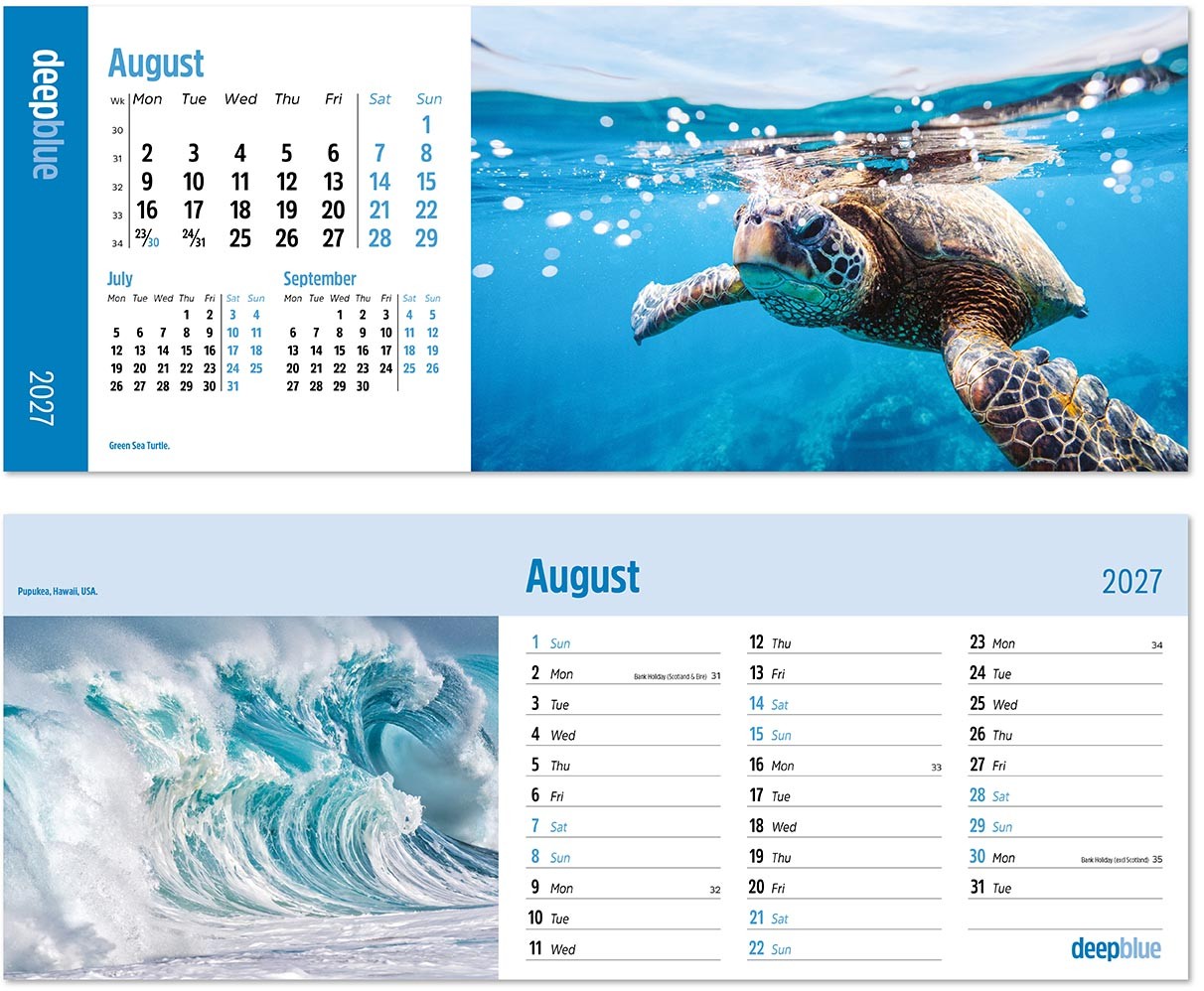 Deep Blue Task Station Desk Calendar