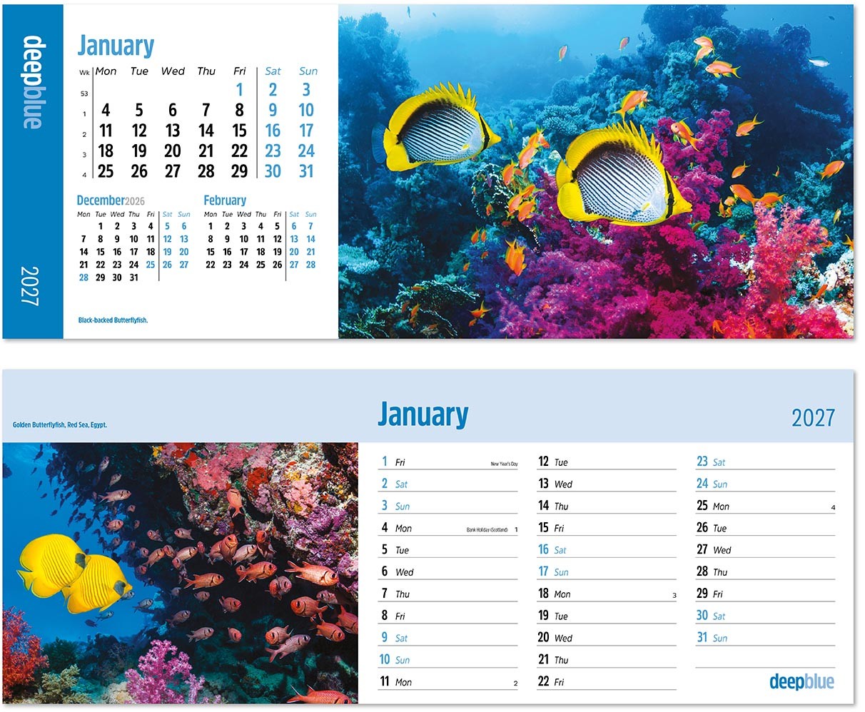Deep Blue Task Station Desk Calendar