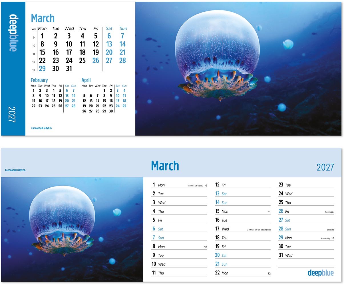 Deep Blue Task Station Desk Calendar