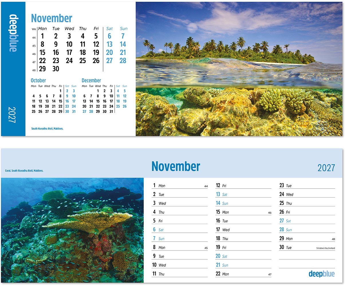 Deep Blue Task Station Desk Calendar