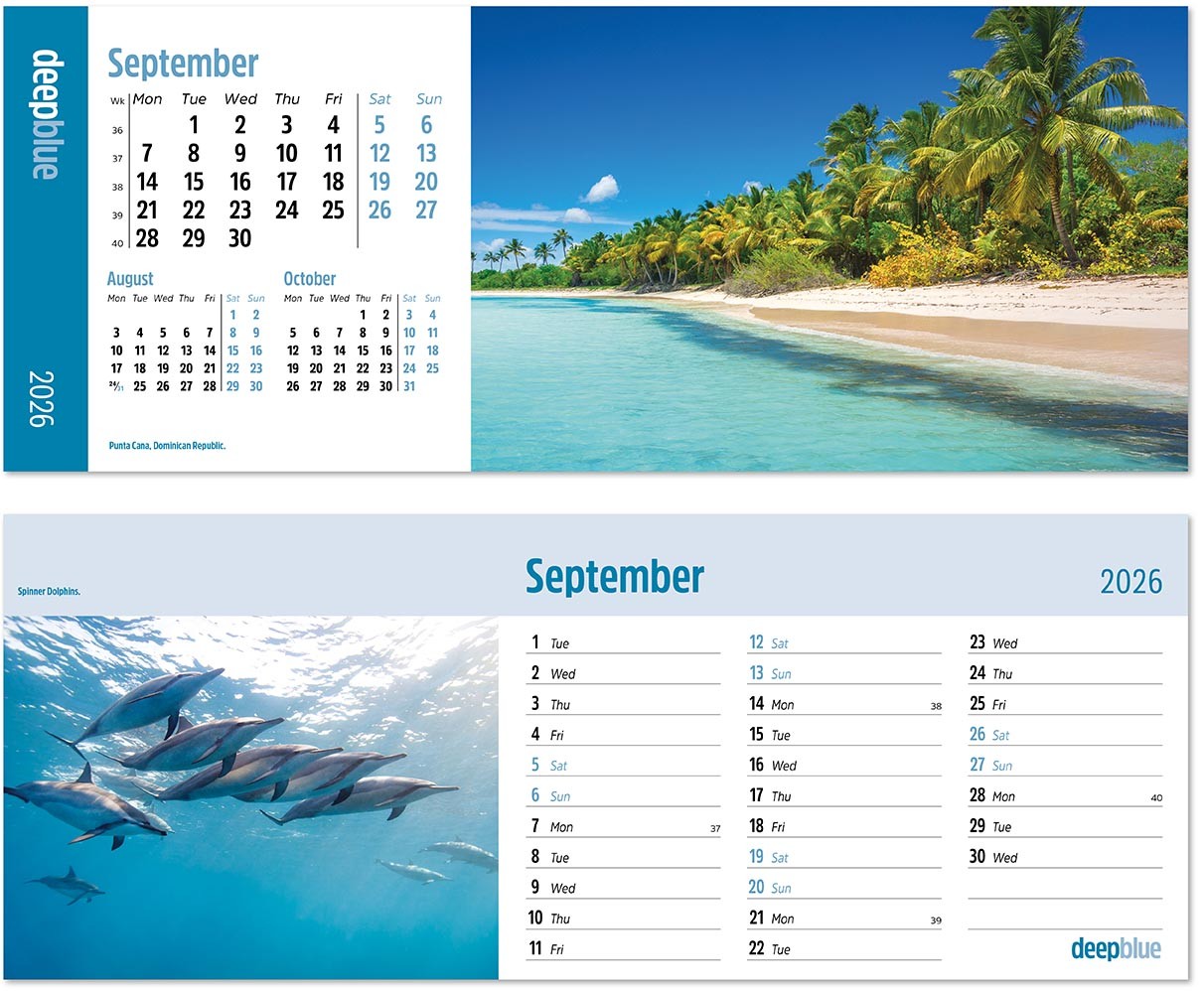 Deep Blue Desk Calendar