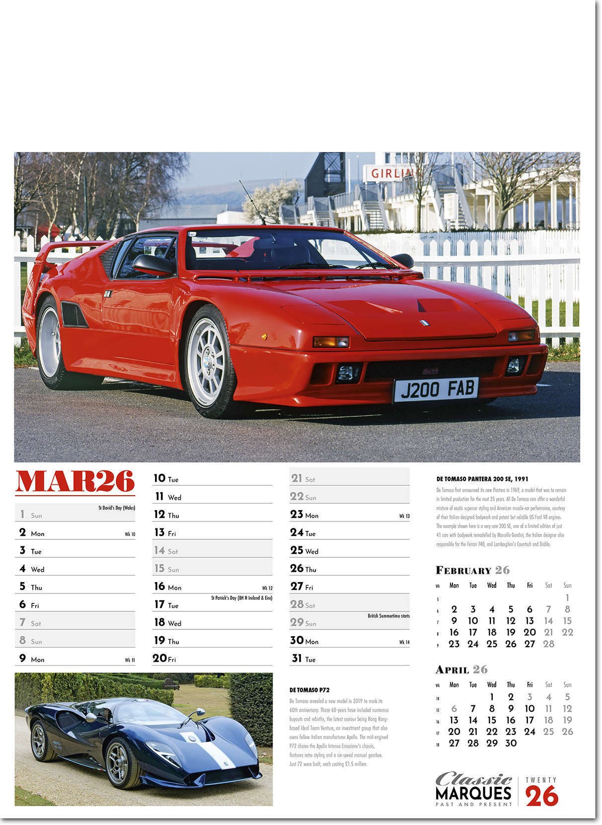 Classic Marques Past and Present Calendar