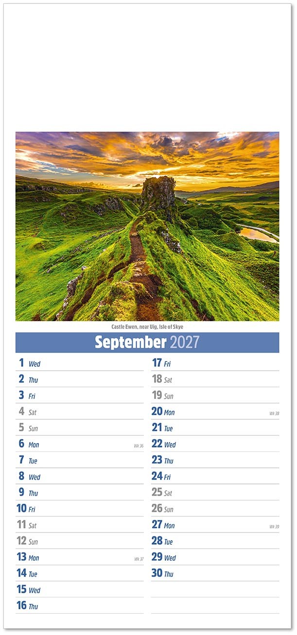 Slimline Scotland Compact Calendar